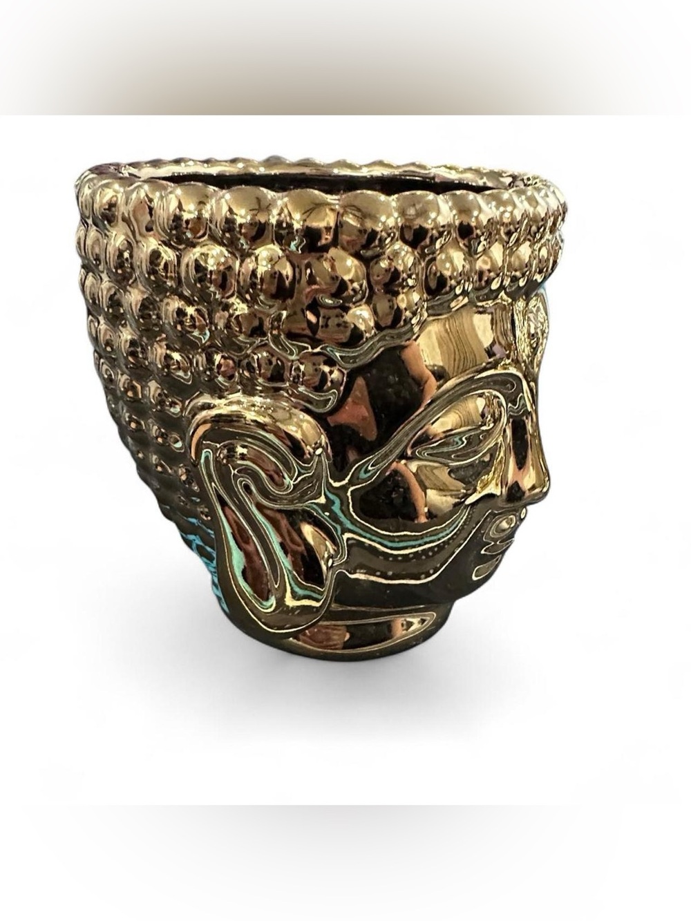 Gold Ceramic Buddha Head Accent Planter - Picture 5 of 6